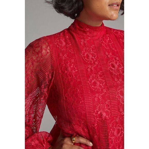 Anthropologie - Maeve Open-Back Lace Mini Dress - Picture 4 of 9